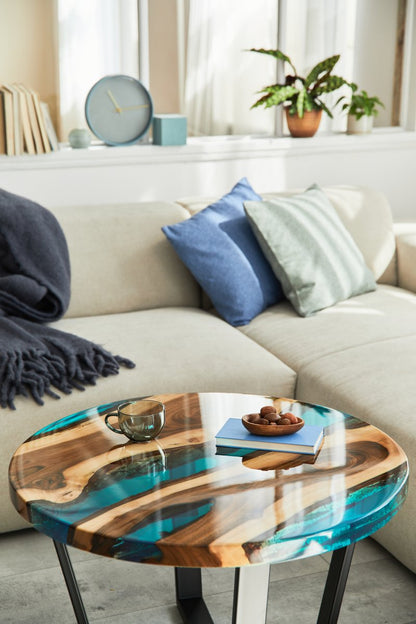 Bespoke Walnut Coffee Table -Azure Symphony collection