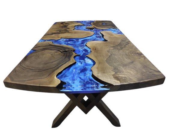 Walnut Ocean Epoxy Dining Table - #Resin Masterpiece Walnut