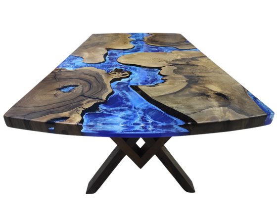 Walnut Ocean Epoxy Dining Table - #Resin Masterpiece Walnut