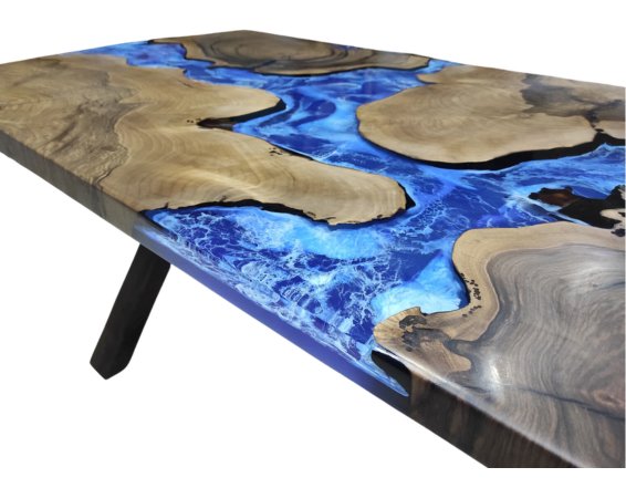 Walnut Ocean Epoxy Dining Table - #Resin Masterpiece Walnut