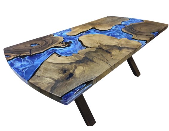 Walnut Ocean Epoxy Dining Table - #Resin Masterpiece Walnut